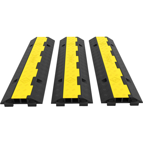 3 Pcs 2-Cable Rubber 40"x9.8"x2" Electrical Wire Cover Protector Ramp Snake Cord Vehicle