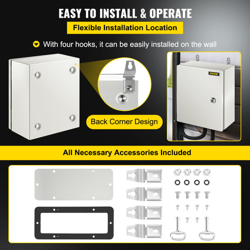 NEMA Steel Enclosure, 12 x 10 x 6'' NEMA 4X Steel Electrical Box, IP66 Waterproof & Dustproof, Outdoor/Indoor Electrical Junction Box, with Mounting Plate