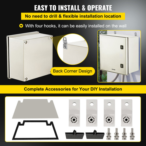 NEMA Steel Enclosure, 16 x 16 x 8'' NEMA 4X Fiberglass Electrical Box, IP66 Waterproof & Dustproof, Outdoor/Indoor Electrical Junction Box, with Mounting Plate(40 x 40 x 20 cm)