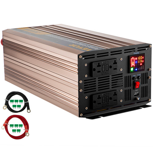 Pure Sine Wave Inverter, 3000 Watt Power Inverter, DC 12V to AC 110V Car Inverter, with LCD Display, 5V USB Port, AC Outlets (GFCI) Power Converter, for Car, RV Truck,Solar System,Travel Camping