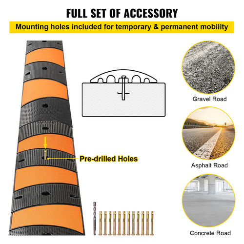 Modular Rubber Speed Bump Driveway Cable Protector Ramp 6 Feet Set Of 2