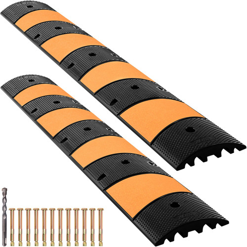 Modular Rubber Speed Bump Driveway Cable Protector Ramp 6 Feet Set Of 2