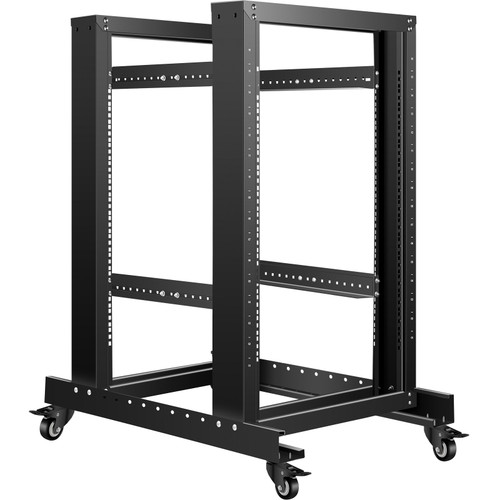 Server Rack, 15U Open Frame Rack, 4-Post IT Server Relay Rack, 19" Server/Audio Network Equipment Rack Cold Rolled Steel, 23.5" Deep Heavy Duty Rack w/Casters, Holds Network Servers & AV Gear Server Rack, 15U Open Frame Rack, 4-Post IT Server Relay Rack, 19" Server/Audio Network Equipment Rack Cold Rolled Steel, 23.5" Deep Heavy Duty Rack w/Casters, Holds Network Servers & AV Gear