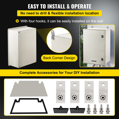 Fiberglass Enclosure Electrical Enclosure Box 23.6 x 15.7 x 9.1"Wall Mount