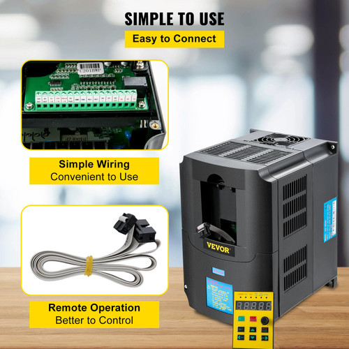 Variable Frequency Drive, AC 220V Input 4KW Variable Frequency CNC Drive Inverter Converter, VFD 5.5HP 1 or 3 Phase Input, 3 Phase Output, CNC Motor Inverter Converter for Motor Speed Control