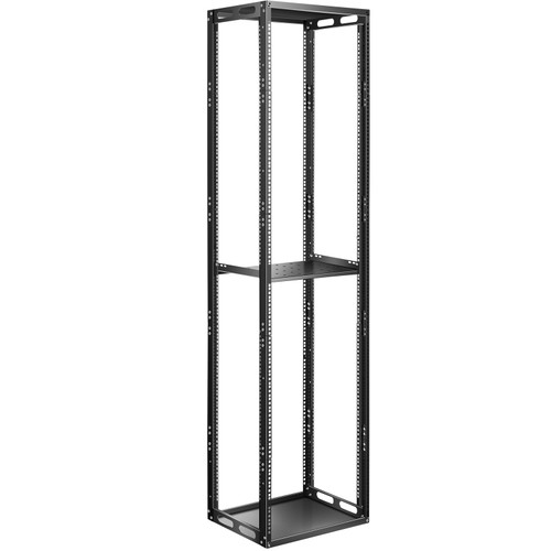 Server Rack, 42U Open Frame Rack, 4-Post IT Server Network Relay Rack, 19 Inch Server/Audio Network Equipment Rack Cold Rolled Steel, Heavy Duty Threaded Rack, Holds Network Servers & AV Gear