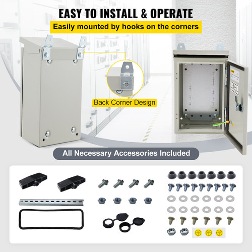 Electrical Steel Enclosure Box NEMA 4 Outdoor Enclosure 16 x 12 x 6'' UL