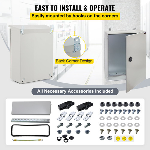 Electrical Steel Enclosure Box NEMA 4 Outdoor Enclosure 20 x 12 x 10'' UL