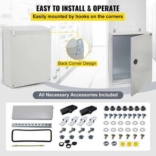 Electrical Steel Enclosure Box NEMA 4 Outdoor Enclosure 20 x 16 x 8'' UL