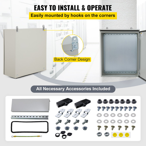 Electrical Steel Enclosure Box NEMA 4 Outdoor Enclosure 24 x 24 x 8'' UL