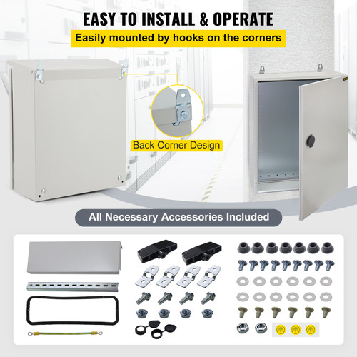 Electrical Steel Enclosure Box NEMA 4 Outdoor Enclosure 20 x 16 x 10'' UL