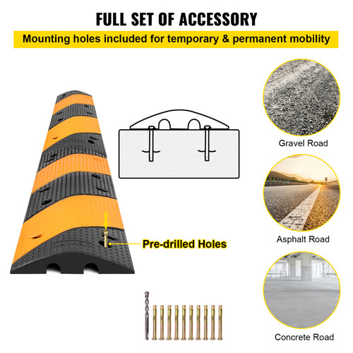 Rubber Speed Bump, 2 Pack 2 Channel Speed Bump Hump, 42" Long Modular Speed Bump Rated 22000 LBS Load Capacity, 40.2 x 11.8 x 2.4 inch Garage Speed Bump for Asphalt Concrete Gravel Driveway Rubber Speed Bump, 2 Pack 2 Channel Speed Bump Hump, 42" Long Modular Speed Bump Rated 22000 LBS Load Capacity, 40.2 x 11.8 x 2.4 inch Garage Speed Bump for Asphalt Concrete Gravel Driveway