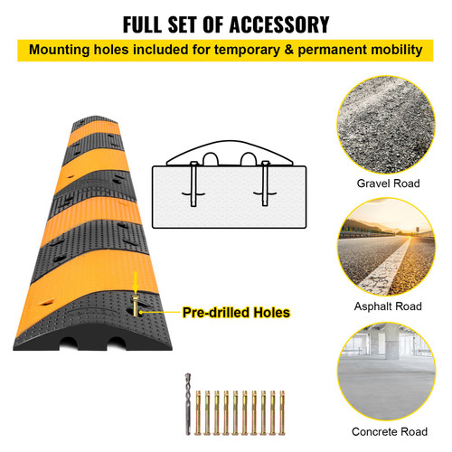 Rubber Speed Bump, 2 Pack 2 Channel Speed Bump Hump, 42" Long Modular Speed Bump Rated 22000 LBS Load Capacity, 40.2 x 11.8 x 2.4 inch Garage Speed Bump for Asphalt Concrete Gravel Driveway
