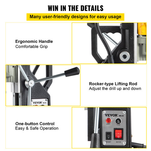 Mag Drill Press Electric Magnetic Drill 1100W 1.57" Max Diameter w/ 7 Bits Mag Drill Press Electric Magnetic Drill 1100W 1.57" Max Diameter w/ 7 Bits