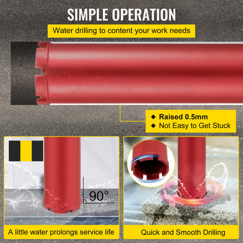 Diamond Core Drill, 2.5"/63mm Diameter Core Drill Bit, 14"/355mm Concrete Core Drill Bit, 5/8"-11 Thread Core Bit, Wet Drill Core Bits w/a Blade, Diamond Dry/Wet Coring Bit For Concrete Brick
