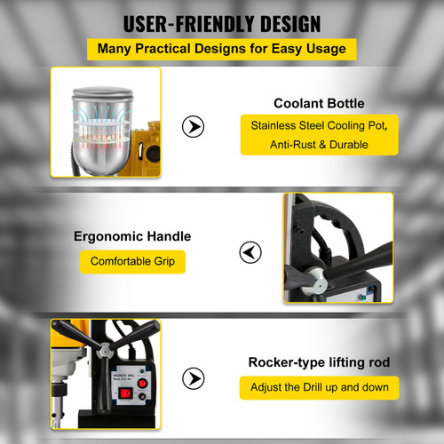 1100W Magnetic Drill Press with 1-1/2 Inch (40mm) Boring Diameter MD40 Magnetic Drill Press Machine 2810 LBS Magnetic Force Magnetic Drilling System 670 RPM with 11 Pcs HSS Annular Cutter Kit