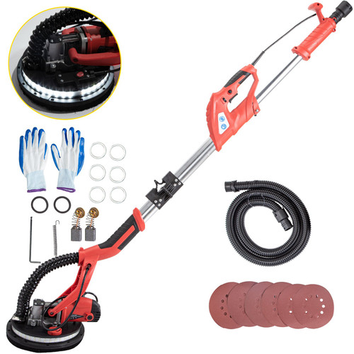 Electric Drywall Sander 850W with LED Strip Light, Foldable Sheetrock Sander with Extendable Handle Variable Speed 800-1750RPM,Drywall Sander with 6 Sand Pads