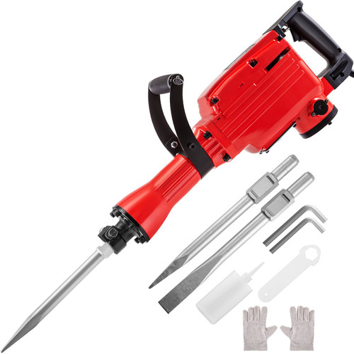 Demolition Jack Hammer Jack Hammer Concrete Breaker 1200 BPM Heavy Duty Electric Jack Hammer 3 Chisel Bit W/Gloves & 360ø Swiveling Front Handle for Trenching, Chipping, Breaking Holes