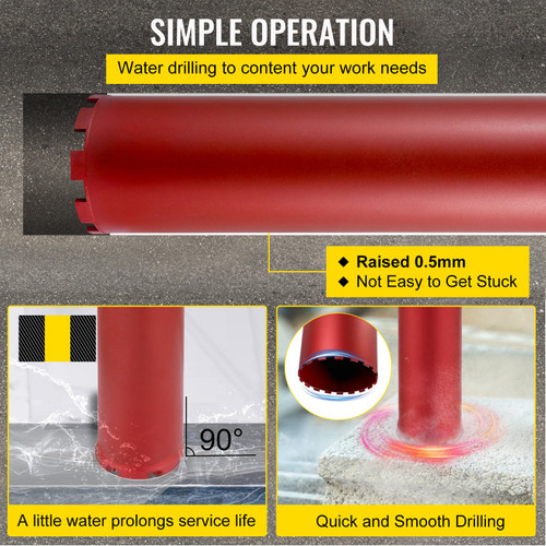 Diamond Core Drill, 10"/254mm Diameter Core Drill Bit, 14"/355mm Concrete Core Drill Bit, 5/8"-11 Thread Core Bit, Dry/Wet Drill Core Bits w/a Blade, Diamond Wet Coring Bit For Concrete Brick