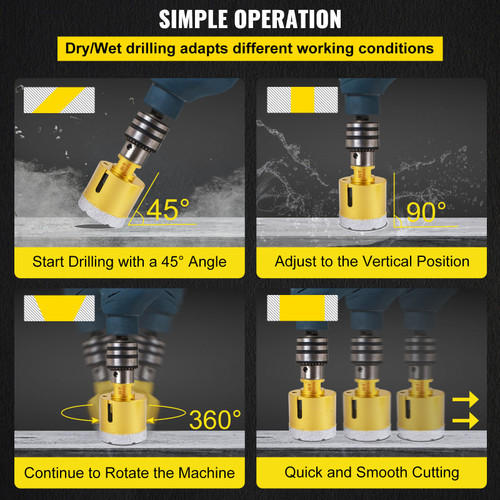 Diamond Drill Bits 7PCS Diamond Hole Saw 20/27/35/55/68mmTile Hole Saw Kit Vacuum Brazed Diamond Drill Bit 0.59in/15mm Segment Tile Hole Saw w Storage Case for Tile Ceramic Porcelain Marble