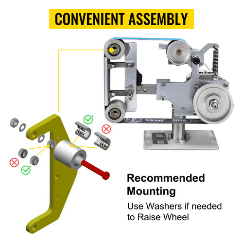 Belt Grinder 2"x72" Wheel Set 5" Drive 0.94" Bore 3" Track 2" Idler