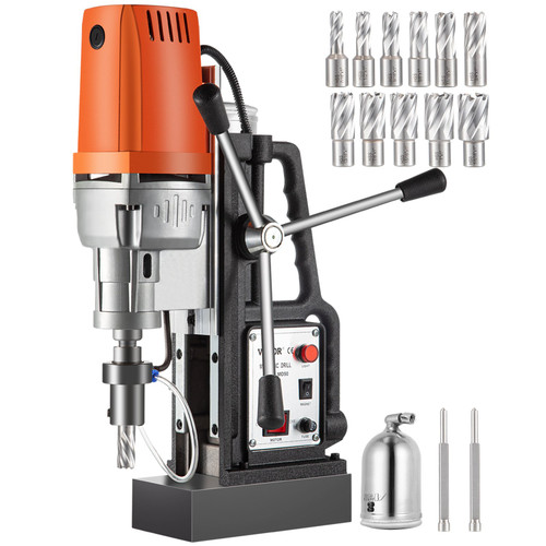 Magnetic Drill 1680W Magnetic Drill Press with 2Inch Boring Diameter Annular Cutter Machine 2900 LBS 11pcs HSS Annular Cutter Bits