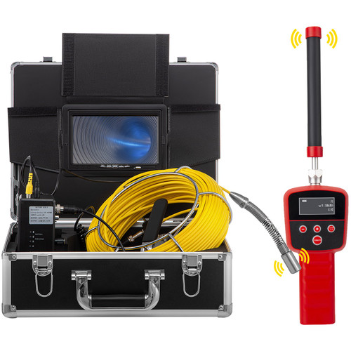 Sewer Camera with Locator, 165' Cable, Drain Camera w/ 512Hz Sonde Transmitter & Receiver, Waterproof IP68 Sewer Video Inspection Equipment w/ 16 GB SD Card, 1200TVL 7" LCD Monitor, LED Lights Sewer Camera with Locator, 165' Cable, Drain Camera w/ 512Hz Sonde Transmitter & Receiver, Waterproof IP68 Sewer Video Inspection Equipment w/ 16 GB SD Card, 1200TVL 7" LCD Monitor, LED Lights