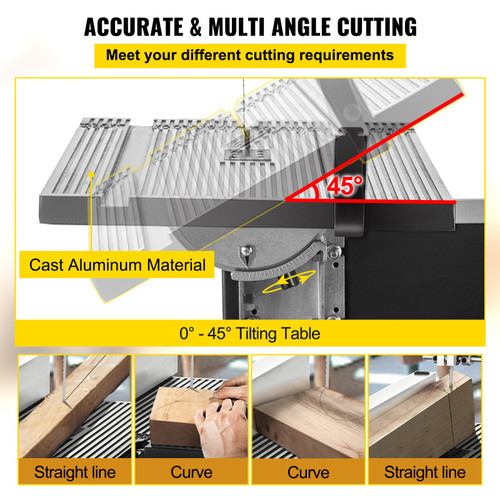 Benchtop Bandsaw for Woodworking, 3.5-Amp Band Saw, 10" Wood Bandsaw, Band Saws for Wood with 1700 RPM Induction Motor, Porter Cable Bandsaw with 45ø Tilt Cast Aluminum Table Fence and Scale