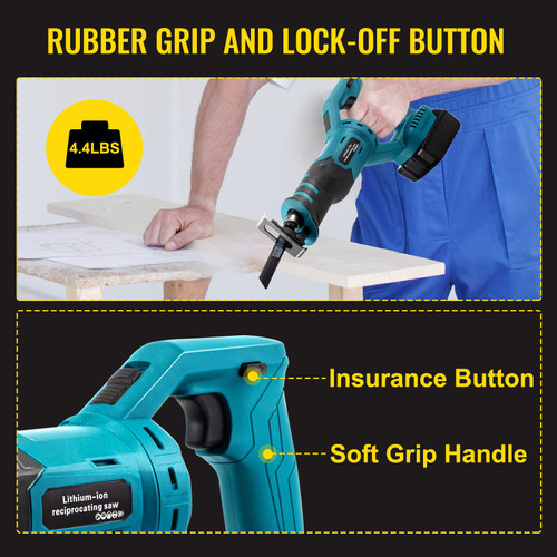 Cordless Reciprocating Saw, 18V Max Reciprocating Saw, 1 Battery Brushless Reciprocating Saw Kit, Powerful Variable Speed 180Ã¸ Rotation Reciprocating Saw with 4 Blades for Wood & Metal Cutting