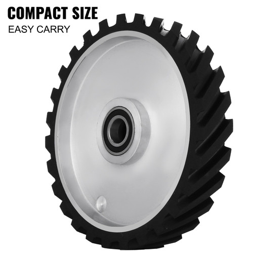 Belt Grinder Rubber Wheel 12 x2 inch,Serrated Rubber Contact Wheel 6206, Bearing Belt Grinder Wheel