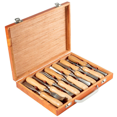 HSS
 Lathe Chisel Set 12 Pcs w/ Foam Lined Case Set for Wood Turning 
Hardwood Handles HSS Ferrules & Wooden Case for 
Storage