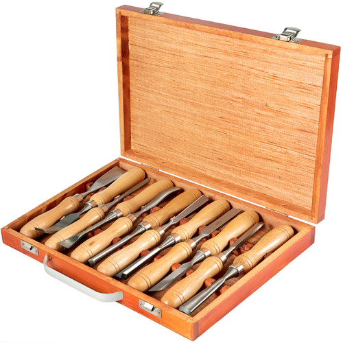 HSS
 Lathe Chisel Set 12 Pcs w/ Foam Lined Case Set for Wood Turning 
Hardwood Handles HSS Ferrules & Wooden Case for 
Storage