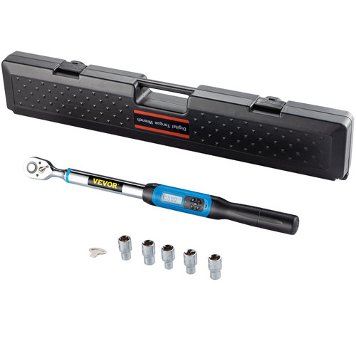 Digital Torque Wrench, 1/2" Drive Electronic Torque Wrench, Torque Wrench Kit 5-99.5 ft-lbs Torque Range Accurate to n2%, Adjustable Torque Wrench with LED Display and Buzzer, Socket Set & Case