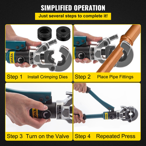 Hydraulic Copper Tube Fittings Crimper Crimping Pressing Tool 1/2"-1" Hydraulic Copper Tube Fittings Crimper Crimping Pressing Tool 1/2"-1"