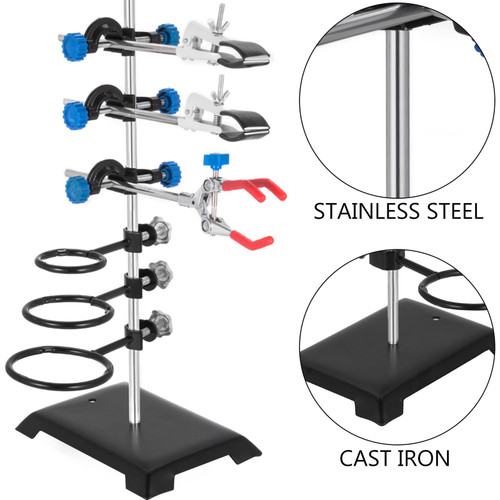 Laboratory Grade Metalware Set - Support Stand Premium Iron Material Laboratory Stand Support Lab Clamp Flask Clamp Condenser Stand 60cm Laboratory Grade Metalware Set - Support Stand Premium Iron Material Laboratory Stand Support Lab Clamp Flask Clamp Condenser Stand 60cm