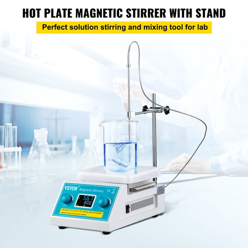 Magnetic Stirrer Hot Plate, 2000ml Stirring Capacity Max 572°F Heating Hotplate Magnetic Stirrer 200-2000 RPM Magnetic Stirrer Magnetic Mixer with Support Stand Stirring Bar for Lab College