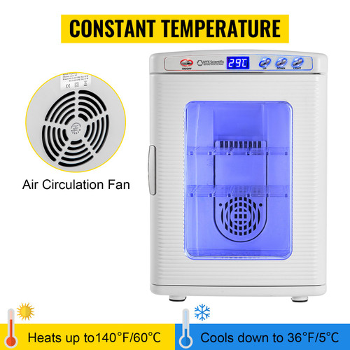 White Reptile Incubator 25L Scientific Lab Incubator Digital Incubator Cooling and Heating 5-60Ã¸C Reptile Egg Incubator 12V/110V Work for Small Reptiles