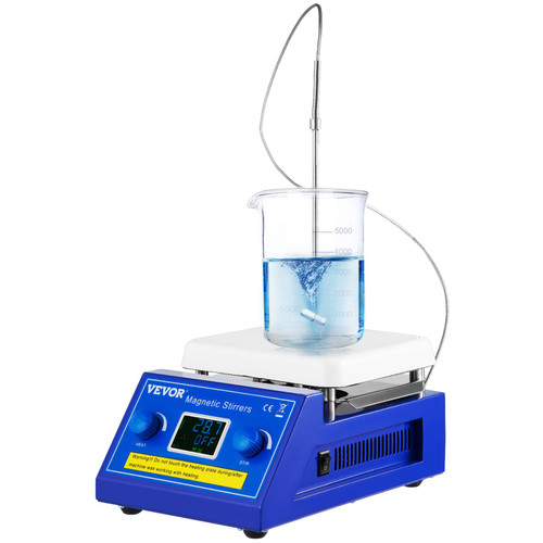 Magnetic Stirrer Hot Plate, 5L Capacity Ceramic Coated Hotplate Lab Stirrer 200-2000RPM 608øF/320øC Max Temp Digital Magnetic Stirrer with Temp Probe Sensor and Stirring Bar