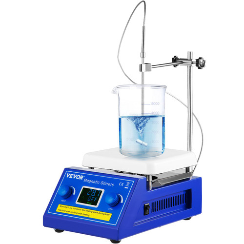 Magnetic Stirrer Hot Plate, 5000ml Capacity 320°C/608°F Max Temp Ceramic Coated Lab Stirrer 200-2000RPM Digital Magnetic Stirrer with Support Stand, Temp Probe Sensor and Stirring Bar