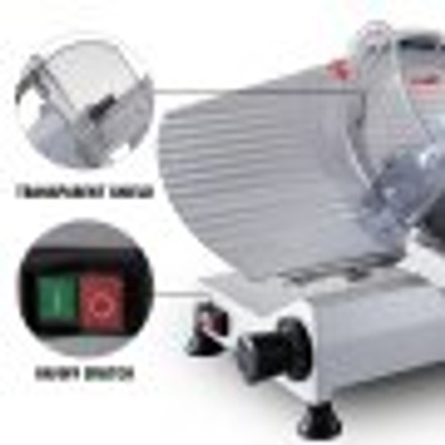 Commercial Meat Slicer, 10 inch Electric Food Slicer, 240W Frozen Meat Deli Slicer, Premium Chromium-plated Steel Blade Semi-Auto Meat Slicer For Commercial and Home use