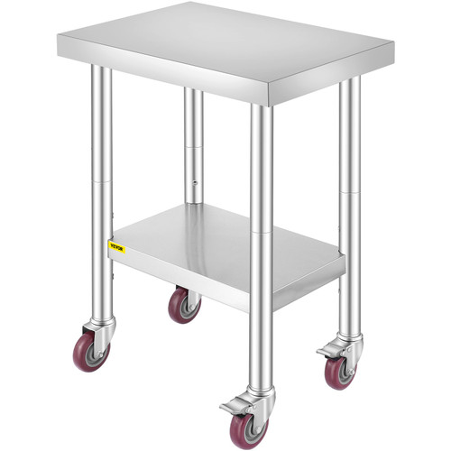 24x18x34 Inch Stainless Steel Work Table 3-Stage Adjustable Shelf with 4 Wheels Heavy Duty Commercial Food Prep Worktable with Brake for Kitchen Prep Work 24x18x34 Inch Stainless Steel Work Table 3-Stage Adjustable Shelf with 4 Wheels Heavy Duty Commercial Food Prep Worktable with Brake for Kitchen Prep Work