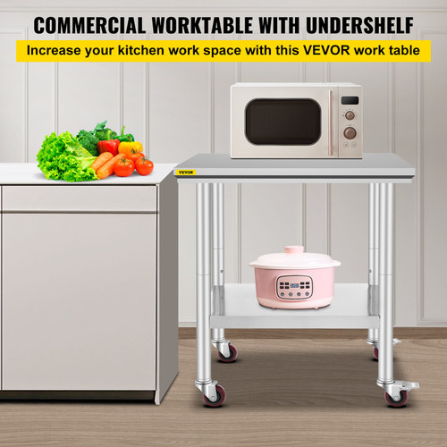 Stainless Steel Work Table with Wheels 24 x 30 Prep Table with casters Heavy Duty Work Table for Commercial Kitchen Restaurant Business (24 x 30 x 32 Inch) Stainless Steel Work Table with Wheels 24 x 30 Prep Table with casters Heavy Duty Work Table for Commercial Kitchen Restaurant Business (24 x 30 x 32 Inch)