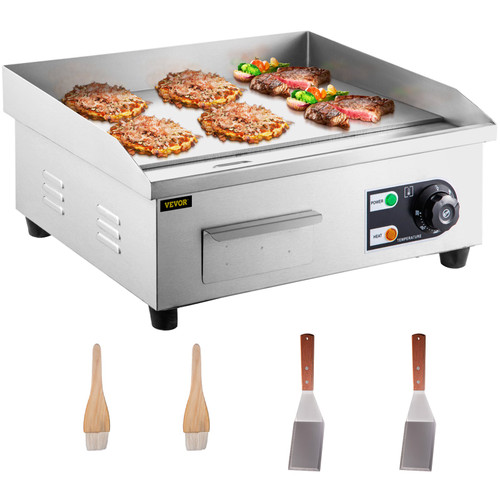 22" Commercial Electric Griddle,Electric Countertop Flat Top Griddle 110V 1600W,Non-Stick Restaurant Teppanyaki Stainless Steel Grill ,Adjustable Temperature Control 122Ã¸F-572Ã¸F.