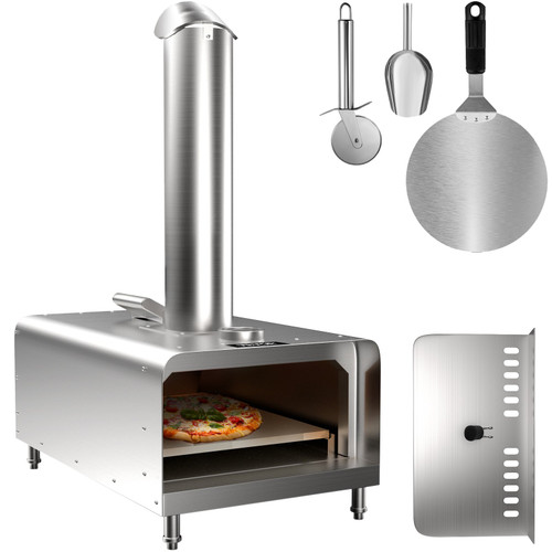 Outdoor Pizza Oven 12", Wood Fired Ovens, Stainless Steel Portable Pizza Oven, Wood Pellet Burning Pizza Maker Ovens with Accessories for Outdoor Cooking (Rectangle)