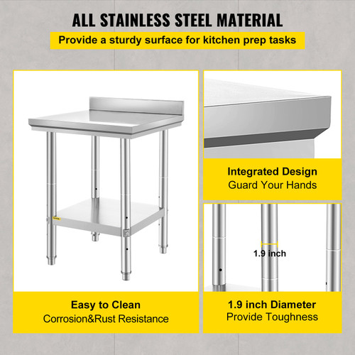 24" X 24" Commercial Stainless Steel Work Table Bench Prep Kitchen Restaurant 24" X 24" Commercial Stainless Steel Work Table Bench Prep Kitchen Restaurant