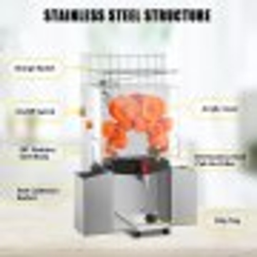 Commercial Juicer Machine with Water Tap, 110V Juice Extractor, 120W Orange Squeezer, Orange Juice Machine for 25-35 Per Minute with Pull-Out Filter Box Acrylic Cover and Two Collecting Buckets