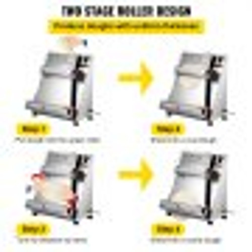 Pizza Dough Roller Sheeter, Max 16" Automatic Commercial Dough Roller Sheeter, 370W Electric Pizza Dough Roller Stainless Steel, Suitable for Noodle Pizza Bread and Pasta Maker Equipment