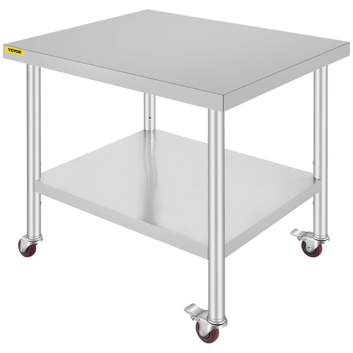 30x36x34 Inch Stainless Steel Work Table 3-Stage Adjustable Shelf with 4 Wheels Heavy Duty Commercial Food Prep Worktable with Brake for Kitchen Prep Work 30x36x34 Inch Stainless Steel Work Table 3-Stage Adjustable Shelf with 4 Wheels Heavy Duty Commercial Food Prep Worktable with Brake for Kitchen Prep Work