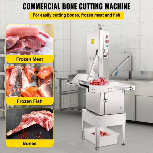 110V Bone Saw Machine 30.3x27.4-Inch Workbench, 1500W Electric Frozen Meat Cutter Saw Wheel ?300mm, Meat Bandsaw Cutting Thickness 0-250 mm, High Speed 19m/s Great for Cutting Pig's Hoof Beef