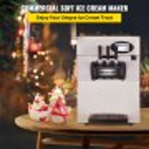 2200W Commercial Soft Ice Cream Machine 3 Flavors 5.3 to 7.4Gallons per Hour PreCooling at Night Auto Clean LCD Panel for Restaurants Snack Bar, Silver 2200W Commercial Soft Ice Cream Machine 3 Flavors 5.3 to 7.4Gallons per Hour PreCooling at Night Auto Clean LCD Panel for Restaurants Snack Bar, Silver